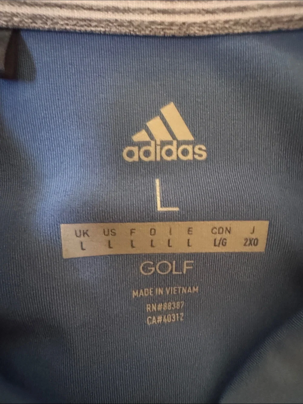 adidas golf Light Blue Athletic lightweight logo Polo men’s L